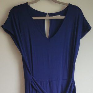 Cupio Blue Solid Jumpsuit with Sash Short sleeve M